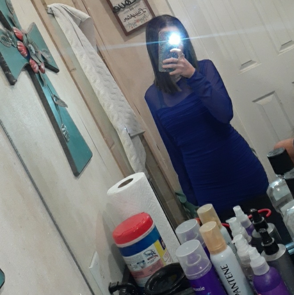 A blue dress